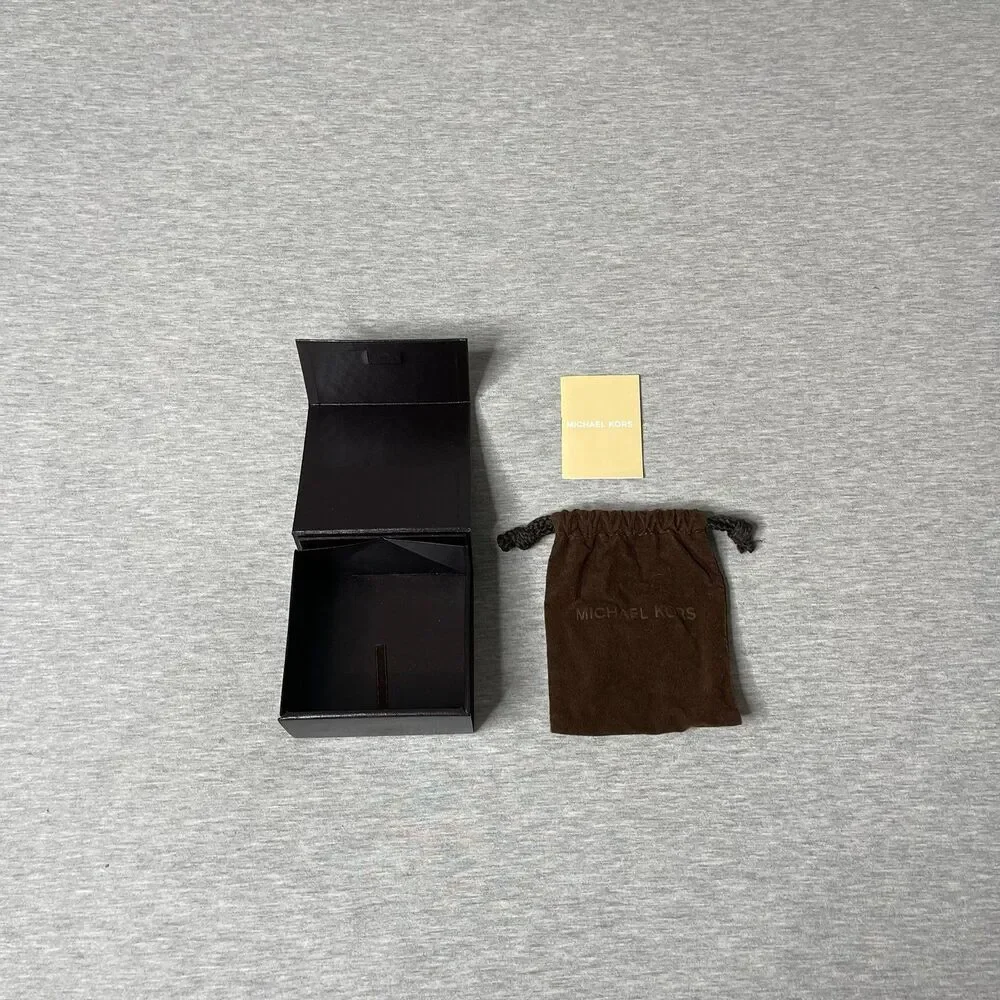 Michael Kors 3.5” x 3.5” Black Brown Jewelry Watch Gift Box & Pouch 3 PCS. Set
